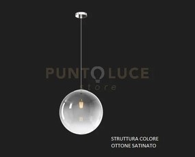 Sospensione ottone sat. 1 luce vetro grande fume' 1194os-s30-fu