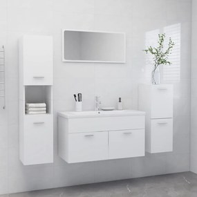 Set Mobili Da Bagno Bianco İn Legno Multistrato /