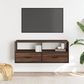 Mobile tv rovere marrone 100x31x39,5 cm in truciolato e metallo