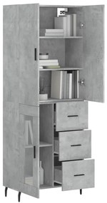 Credenza grigio cemento 69,5x34x180 cm in legno multistrato