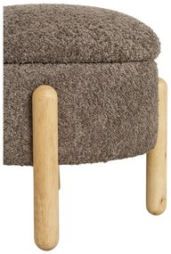 Pouf in tessuto bouclé marrone Medas - House Nordic