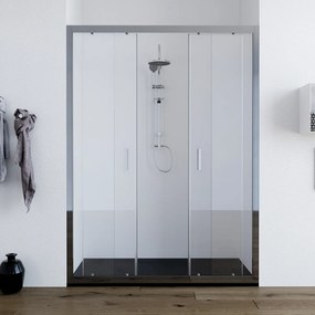 Porta doccia doppia anta scorrevole 150 cm trasparente Olmo
