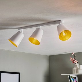 EMIBIG LIGHTING Faretto da soffitto Prism in acciaio, 3 luci, bianco/oro