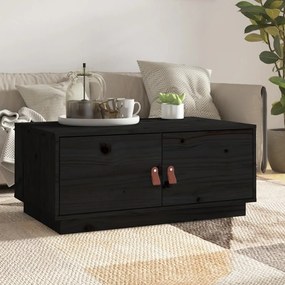 Tavolino da salotto nero 80x50x35 cm in legno massello di pino