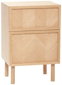 Comodino in legno di quercia naturale con motivo a spina di pesce Herringbone - Hübsch