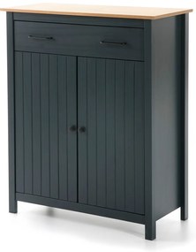 Cassettiera alta blu scuro in legno di pino 90x110 cm Miranda - Marckeric