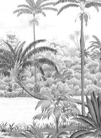 Isidore Leroy Carta da parati panoramica Riviere des Parfums Gris gravure - C 7/8/9