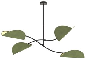 Plafoniera Moderna Ares Acciaio Nero Verde 4 Luci E14 Ip20