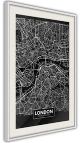 Poster  City Map: London (Dark)  Cornice Quadri Cornice nera, Larghezza x Altezza Home decor 20x30