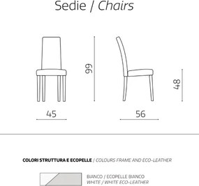 Sedia in ecopelle con gambe verniciate BIANCO mod. DENVER Set da 2 pezzi