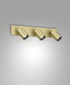 Flores spot 3 luci ottone satinato orientabile attacco gu10