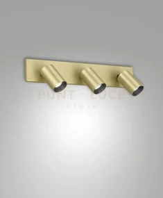 Flores spot 3 luci ottone satinato orientabile attacco gu10