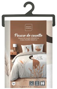 Set copripiumino e federa bianco/beige in cotone per letto matrimoniale ed esteso 240x220 cm Natacha – douceur d'intérieur