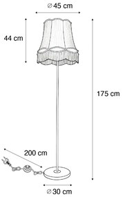 Lampada da terra retrò in ottone con paralume Granny crema 45 cm - Kaso
