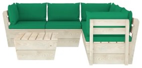 Set Divani da Giardino su Pallet 6 pz con Cuscini Legno Abete