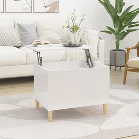 Tavolino salotto bianco lucido 60x44,5x45 cm legno multistrato