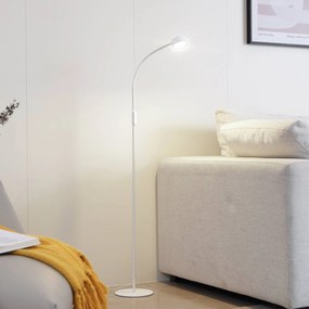 Lampada da terra Maori Lindby, dimmerabile, Bianco / Opale, Studio / Ufficio, Metallo, Moderno, Lampada da terra
