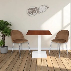 Tavolo bar ristorante 70x70 cm base bianca piano laminato Noce H 75