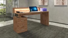 Scrivania Angolare Moderna New Selina con Sopralzo e 3 Cassetti, Wotan