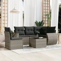 Set Divano da Giardino 6 pz con Cuscini Grigio in Polyrattan 3221379