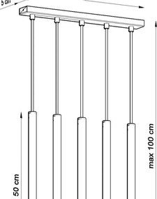 Lampada a sospensione nera, lunghezza 45 cm Fideus - Sollux