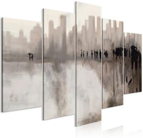 Quadro  City in the Rain (5 Parts) Wide  Larghezza x Altezza Home decor 100x50