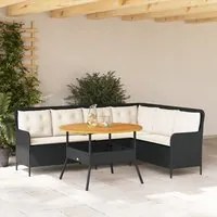 Set Divani da Giardino 2 pz con Cuscini in Polyrattan Nero 3262091