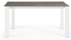 Kave Home - Tavolo allungabile Axis porcellana Vulcano Ceniza e gambe acciaio bianco 160 (220) cm
