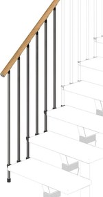 Balaustra in kit IRIS Vida Giro in legno grigio antracite, corrimano in legno faggio, L 120 cm fissaggio a parete