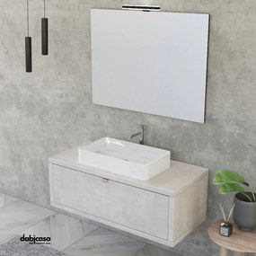 Mobile Bagno Sospeso "Unit Five" Da 110 Cm Composto Da un Cassettone Finitura Cemento Grigio Cielo