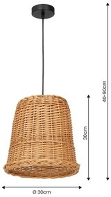 Lampadario su corda VIMINI 1xE27/40W/230V rattan