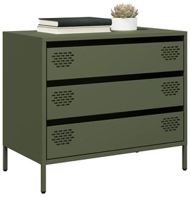 Credenza Verde Oliva 68x39x58,5 Cm İn Acciaio Laminato A Freddo /