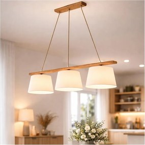 Lampada a sospensione su cavo AIDA, 3x E27/60W/230V, Ø 25 cm, rovere