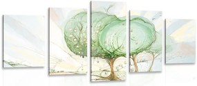 Quadri 5 pezzi – Alberi su campo pastello