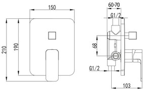 Aqualine - Rubinetto doccia per installazione a scomparsa FACTOR cromo lucido