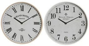 Orologio da Parete Home ESPRIT Bianco Cristallo Legno MDF 40 x 4,5 x 40 cm (2 Unità)
