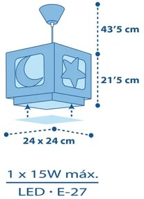 Dalber 63232T - Lampadario per bambini MOON LIGHT 1xE27/60W/230V