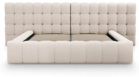 Letto matrimoniale imbottito beige con spazio contenitivo e rete 200x200 cm Mamaia - Micadoni Home