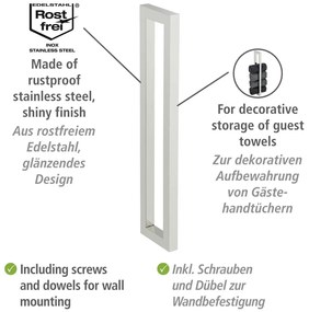 Porta asciugamani a parete in acciaio inox Reitani - Wenko