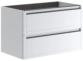 Mobile da bagno sospeso sotto lavabo L 79.5 x H 50 x P 45.5 cm bianco opaco, 2 cassetti TRATTO