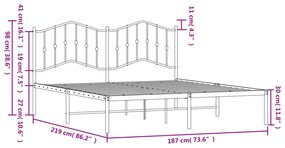 Giroletto con Testiera in Metallo Nero 183x213 cm