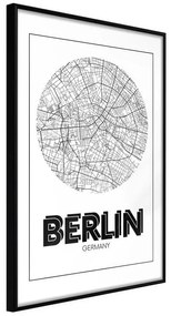 Poster  City Map: Berlin (Round)  Cornice Quadri Cornice nera, Larghezza x Altezza Home decor 30x45