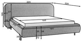 Letto matrimoniale imbottito blu con contenitore e rete inclusi 160x200 cm Pointt – ELTAP