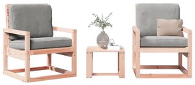 Set Salotto Da Giardino 3 Pz İn Legno Massello Di Douglas /