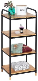 Scaffale da bagno nero in metallo con 4 ripiani in bambù 42x94,5 cm Loft - Wenko