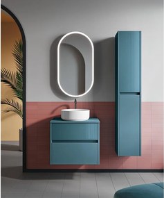 Colonna per mobile bagno Niwa 2 ante P 27 x L 30 x H 160 cm laccato opaco blu pacifico cannettato