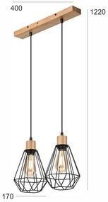 Brilagi - Lampadario a sospensione con filo WOODY BASKET 2xE27/60W/230V quercia