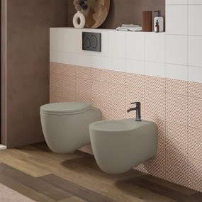 Coppia sanitari scarico a parete Ergo tortora WC: P 51 x L 36.5 x H 42 cm, bidet: P 51 x L 36.5 x H 36 cm