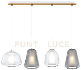 Sospensione ottone sat. 4 luci rettangolare (alpha tr) (beta tr) (g...