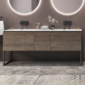 Mobile bagno a terra 175 cm doppio lavabo 2 cassetti e anta SP-175SS - KAMALU